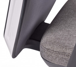 Scaun Tesla 30.12.62, sezut tapitat, spatar mesh, brate 3D, suport lombar
